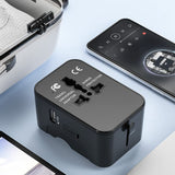 Incarcator Techsuit Travel Adapter (HHT202-2C), 2 x USB-C, EU, UK, AUS, US, Alb