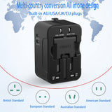 Incarcator Techsuit Travel Adapter (HHT202-2C), 2 x USB-C, EU, UK, AUS, US, Negru