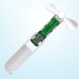 Techsuit Mini Portable Hand Fan (HZ001), 2000mAH, USB Rechargeable, 3 Speeds Adjustable, Alb