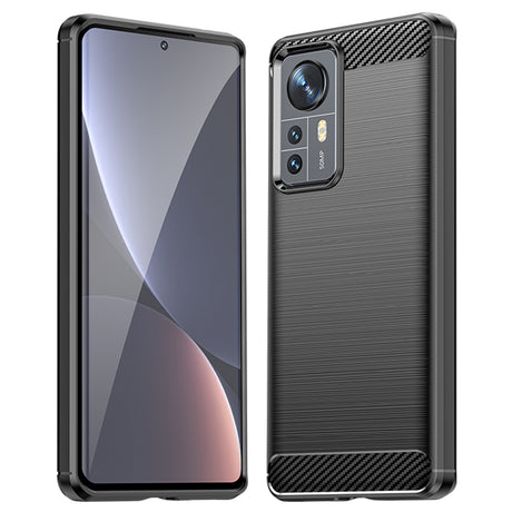 Husa de protectie Techsuit Carbon Silicone compatibil cu Xiaomi 12 / 12X, Negru