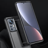 Husa de protectie Techsuit Carbon Silicone compatibil cu Xiaomi 12 / 12X, Negru