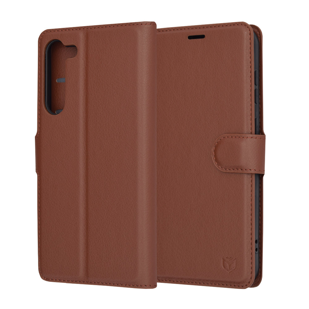 Husa de protectie Techsuit Leather Folio compatibil cu Samsung Galaxy S23 Plus, Maro