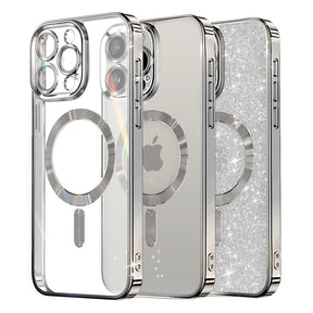 Husa de protectie Techsuit Luxury Glitter MagSafe compatibil cu iPhone 12 Pro, Argintiu
