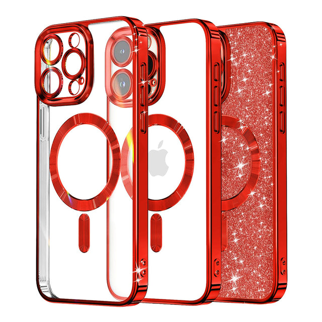 Husa de protectie Techsuit Luxury Glitter MagSafe compatibil cu iPhone 12 Pro, Rosu
