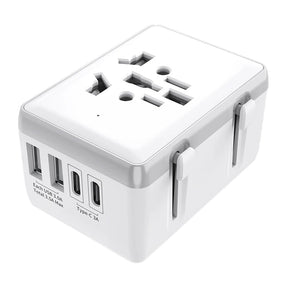 Incarcator Techsuit Travel Adapter (HHt204A), 15W, 2xUSB-C, 2xUSB, EU to UK, AUS, US, Alb