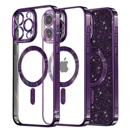Husa de protectie Techsuit Luxury Glitter MagSafe compatibil cu iPhone 13 Pro, Mov Inchis