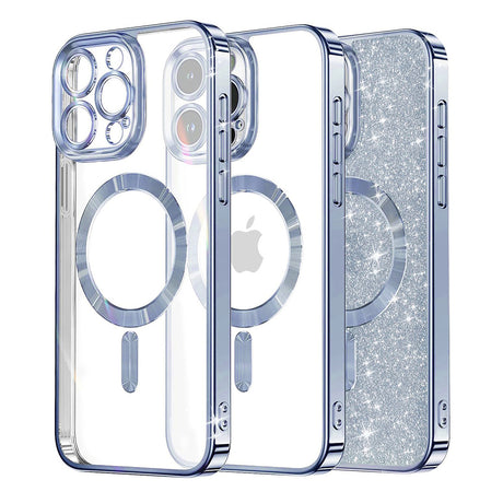 Husa de protectie Techsuit Luxury Glitter MagSafe compatibil cu iPhone 14 Pro Max, Albastru Deschis