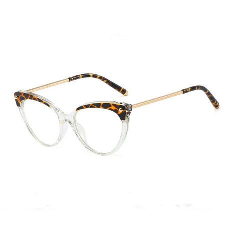Techsuit Anti-Blue Light Glasses Reflex TR90 (F93308), Cat Eye, Transparent / Leopard