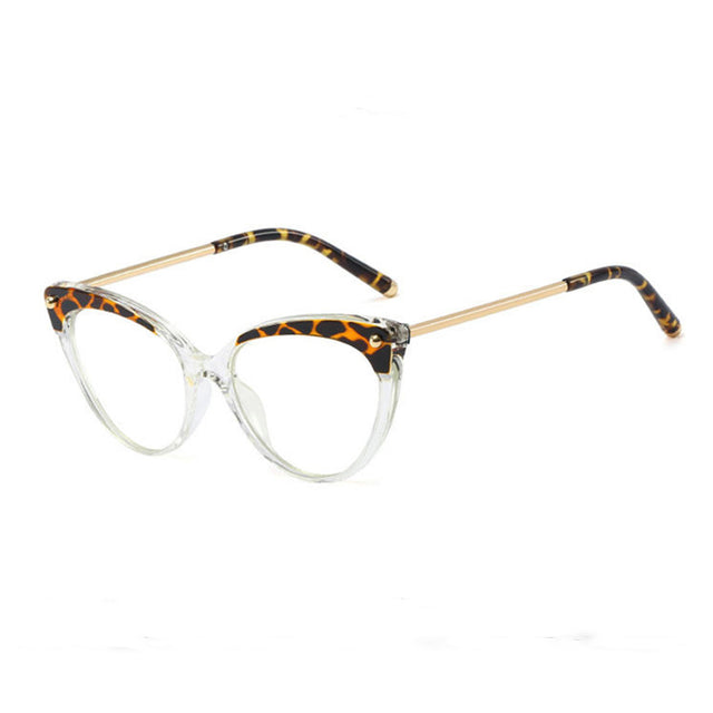 Techsuit Anti-Blue Light Glasses Reflex TR90 (F93308), Cat Eye, Transparent / Leopard