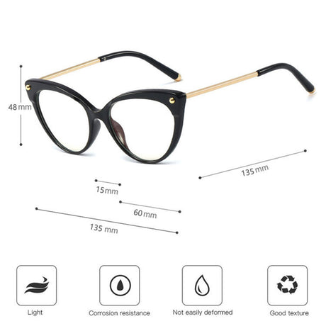 Techsuit Anti-Blue Light Glasses Reflex TR90 (F93308), Cat Eye, Transparent / Leopard