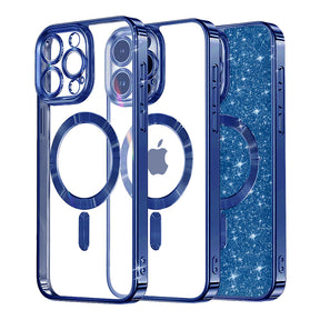 Husa de protectie Techsuit Luxury Glitter MagSafe compatibil cu iPhone 14 Pro, Albastru Inchis