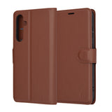 Husa de protectie Techsuit Leather Folio compatibil cu Samsung Galaxy S23 FE, Maro