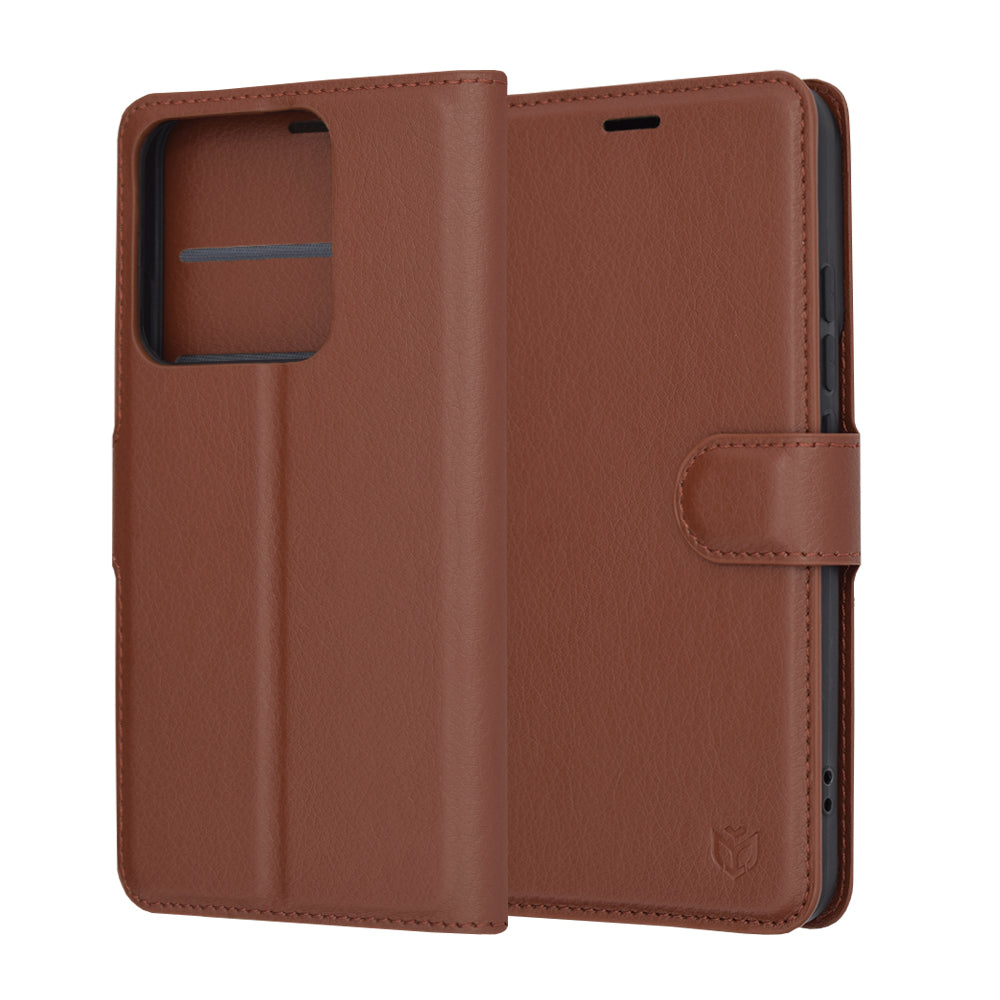 Husa de protectie Techsuit Leather Folio compatibil cu Xiaomi 14, Maro