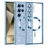 Husa de protectie Techsuit Luxury Glitter MagSafe compatibil cu Samsung Galaxy S24 Ultra, Albastru Deschis