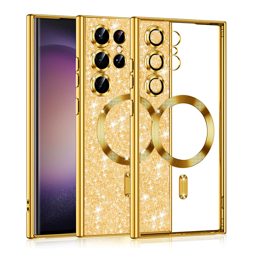 Husa de protectie Techsuit Luxury Glitter MagSafe compatibil cu Samsung Galaxy S23 Ultra, Auriu