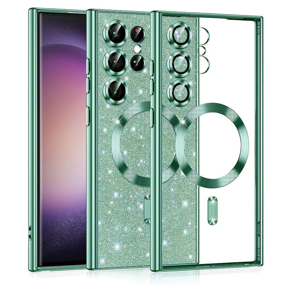 Husa de protectie Techsuit Luxury Glitter MagSafe compatibil cu Samsung Galaxy S23 Ultra, Verde deschis
