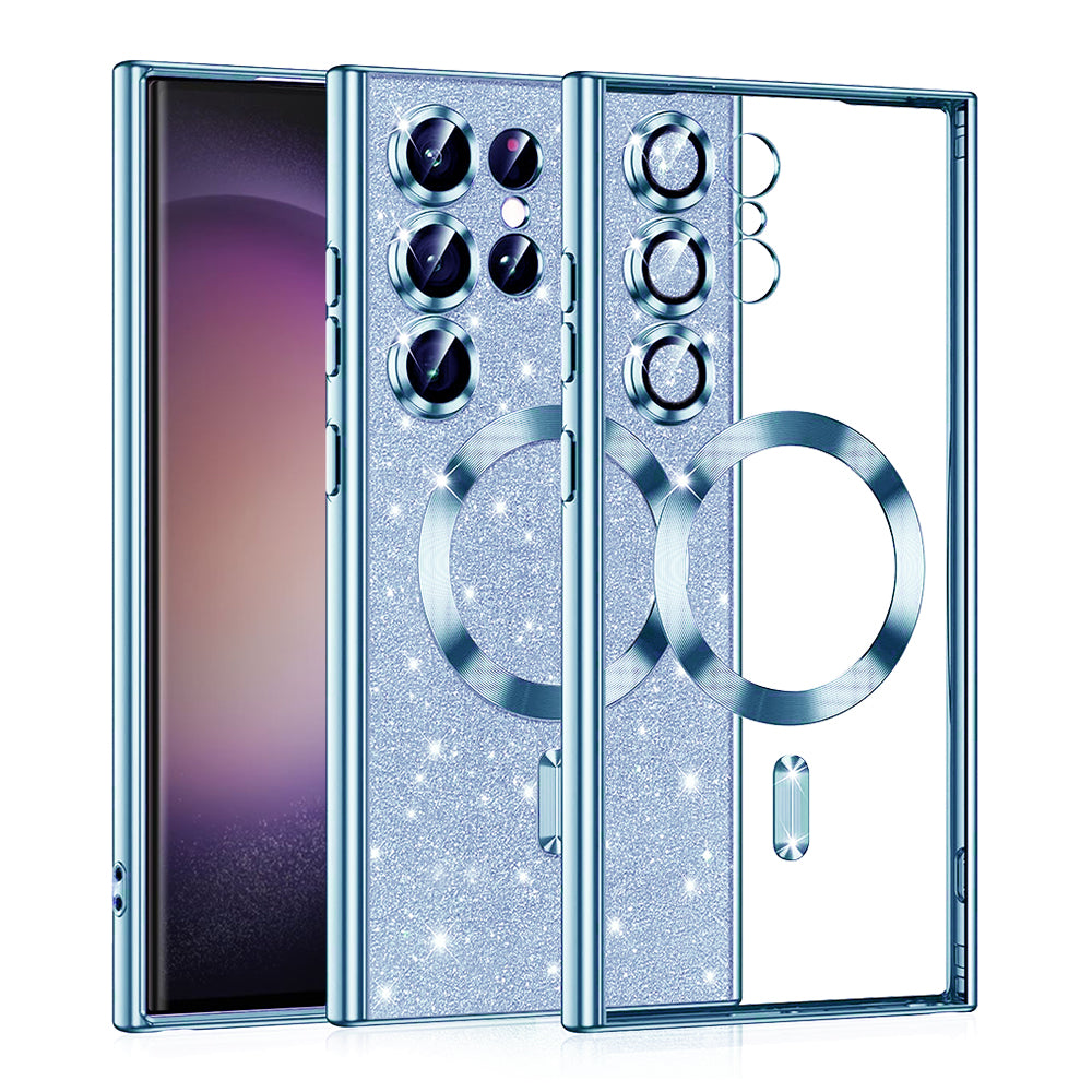Husa de protectie Techsuit Luxury Glitter MagSafe compatibil cu Samsung Galaxy S23 Ultra, Albastru