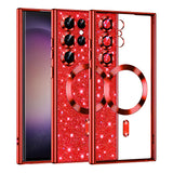 Husa de protectie Techsuit Luxury Glitter MagSafe compatibil cu Samsung Galaxy S23 Ultra, Roșu