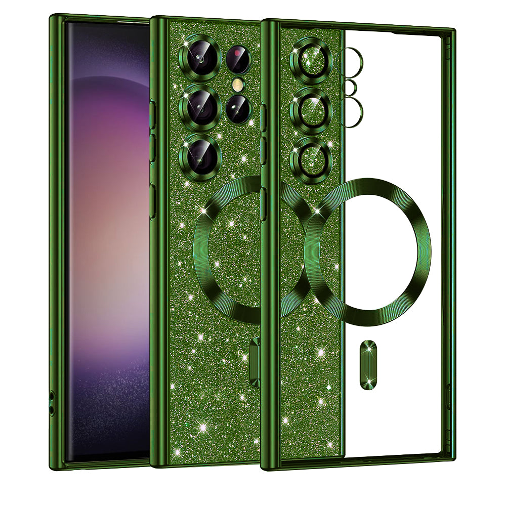 Husa de protectie Techsuit Luxury Glitter MagSafe compatibil cu Samsung Galaxy S23 Ultra, Deep Green