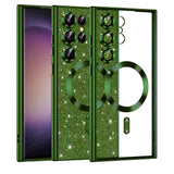Husa de protectie Techsuit Luxury Glitter MagSafe compatibil cu Samsung Galaxy S23 Ultra, Deep Green