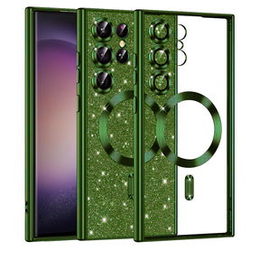 Husa de protectie Techsuit Luxury Glitter MagSafe compatibil cu Samsung Galaxy S23 Ultra, Deep Green