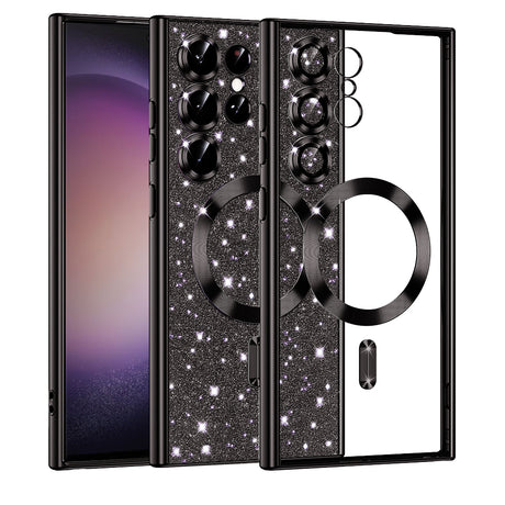 Husa de protectie Techsuit Luxury Glitter MagSafe compatibil cu Samsung Galaxy S23 Ultra, Negru