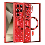Husa de protectie Techsuit Luxury Glitter MagSafe compatibil cu Samsung Galaxy S22 Ultra 5G, Roșu