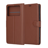 Husa de protectie Techsuit Leather Folio compatibil cu Xiaomi Poco X6 Pro, Maro