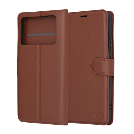 Husa de protectie Techsuit Leather Folio compatibil cu Xiaomi Poco X6 Pro, Maro
