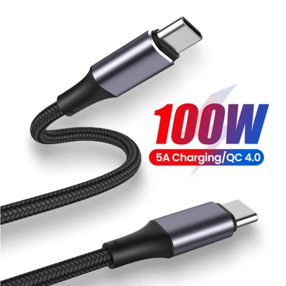 Cablu Techsuit (PCB018), Type-C to Type-C, Super Fast Charging, PD100W, 480Mbps, Nylon, Aluminum Alloy, 1m, Negru