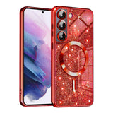 Husa de protectie Techsuit Luxury Glitter MagSafe compatibil cu Samsung Galaxy S21 FE 5G, Roșu