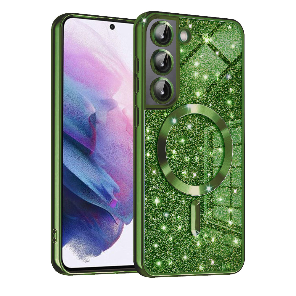 Husa de protectie Techsuit Luxury Glitter MagSafe compatibil cu Samsung Galaxy S21 FE 5G, Verde