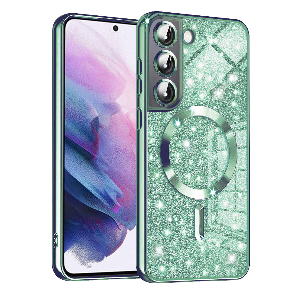 Husa de protectie Techsuit Luxury Glitter MagSafe compatibil cu Samsung Galaxy S21 5G, Verde deschis