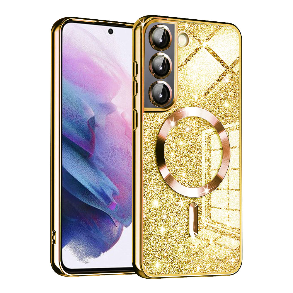 Husa de protectie Techsuit Luxury Glitter MagSafe compatibil cu Samsung Galaxy S21 5G, Auriu