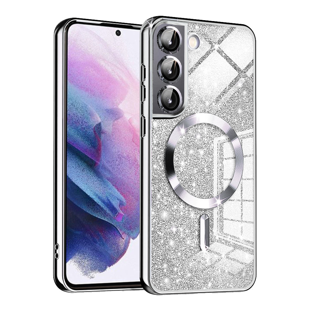 Husa de protectie Techsuit Luxury Glitter MagSafe compatibil cu Samsung Galaxy S21 5G, Argintiu