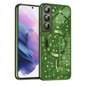 Husa de protectie Techsuit Luxury Glitter MagSafe compatibil cu Samsung Galaxy S21 5G, Deep Green