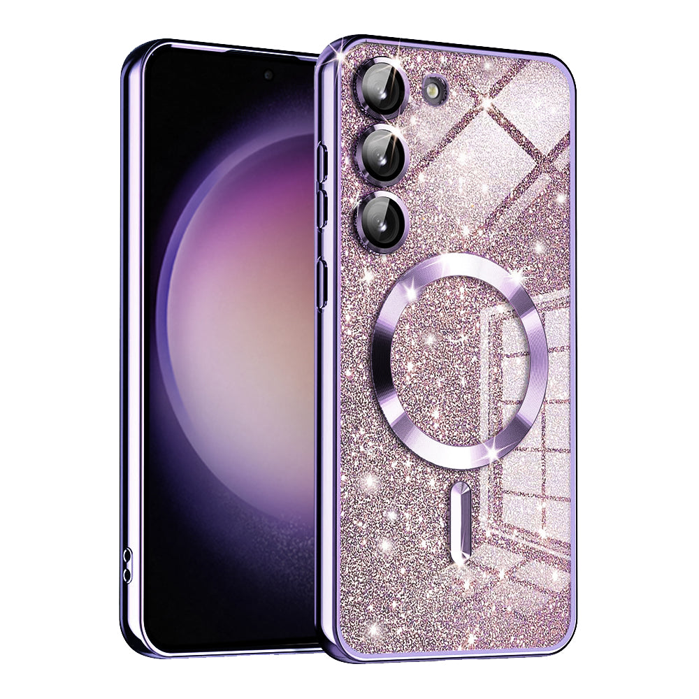 Husa de protectie Techsuit Luxury Glitter MagSafe compatibil cu Samsung Galaxy S23 Plus, Mov deschis