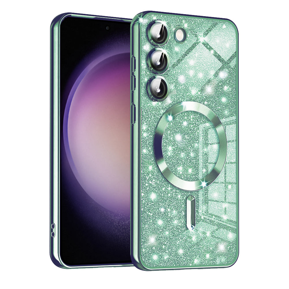 Husa de protectie Techsuit Luxury Glitter MagSafe compatibil cu Samsung Galaxy S23 Plus, Verde Deschis