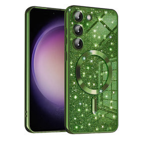 Husa de protectie Techsuit Luxury Glitter MagSafe compatibil cu Samsung Galaxy S23 Plus, Deep Green