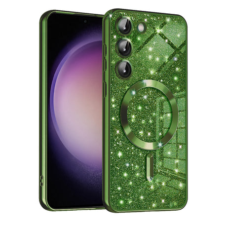 Husa de protectie Techsuit Luxury Glitter MagSafe compatibil cu Samsung Galaxy S23 Plus, Deep Green