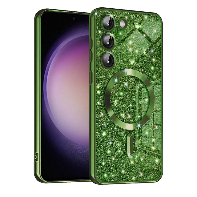 Husa de protectie Techsuit Luxury Glitter MagSafe compatibil cu Samsung Galaxy S23 Plus, Deep Green
