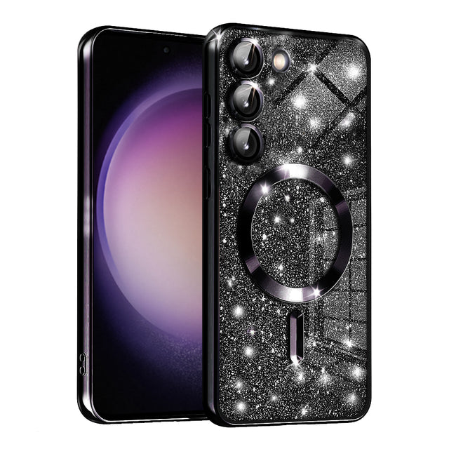 Husa de protectie Techsuit Luxury Glitter MagSafe compatibil cu Samsung Galaxy S23, Negru