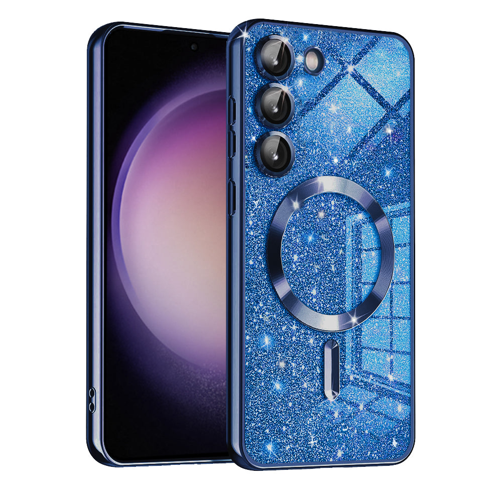 Husa de protectie Techsuit Luxury Glitter MagSafe compatibil cu Samsung Galaxy S23, Albastru Inchis