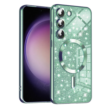 Husa de protectie Techsuit Luxury Glitter MagSafe compatibil cu Samsung Galaxy S23, Verde Deschis