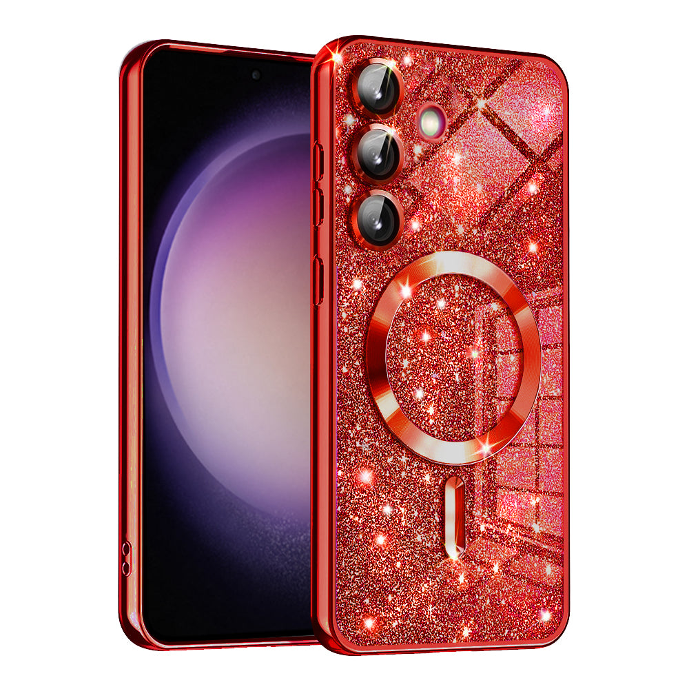 Husa de protectie Techsuit Luxury Glitter MagSafe compatibil cu Samsung Galaxy S23 FE, Rosu