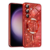 Husa de protectie Techsuit Luxury Glitter MagSafe compatibil cu Samsung Galaxy S23 FE, Rosu