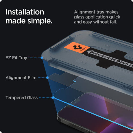Folie de protectie Spigen (set de 2) Glas.tR EZ-FIT (AGL03385) compatibil cu iPhone 13 / iPhone 13 Pro / iPhone 14 / iPhone 16e / iPhone 17e, Transparent