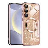 Husa de protectie Techsuit Luxury Glitter MagSafe compatibil cu Samsung Galaxy S24, Roz Auriu