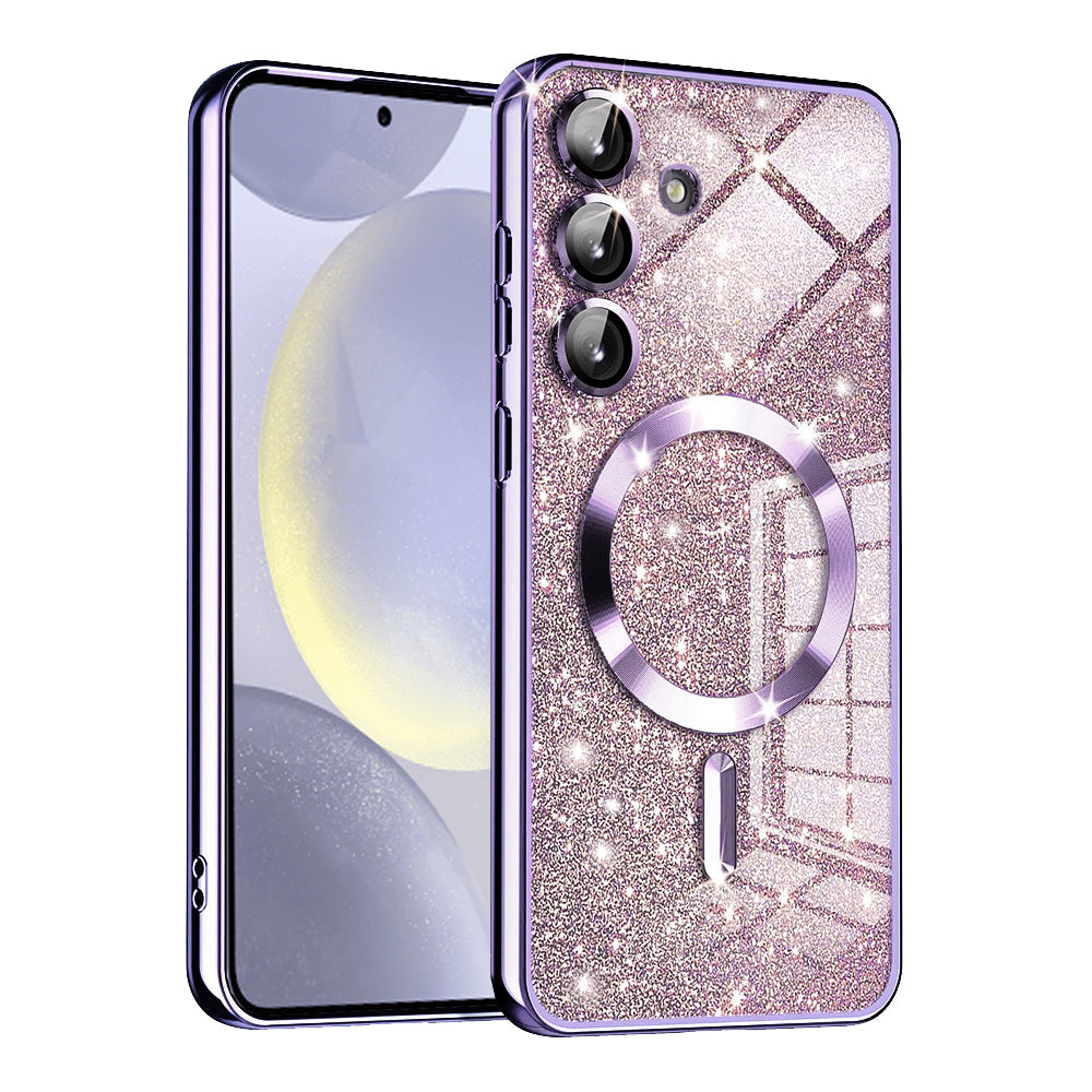 Husa de protectie Techsuit Luxury Glitter MagSafe compatibil cu Samsung Galaxy S24, Mov Deschis