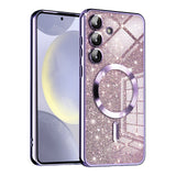 Husa de protectie Techsuit Luxury Glitter MagSafe compatibil cu Samsung Galaxy S24, Mov Deschis